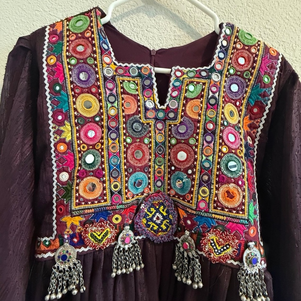 Afghan Maxi Dress with Multicolor
